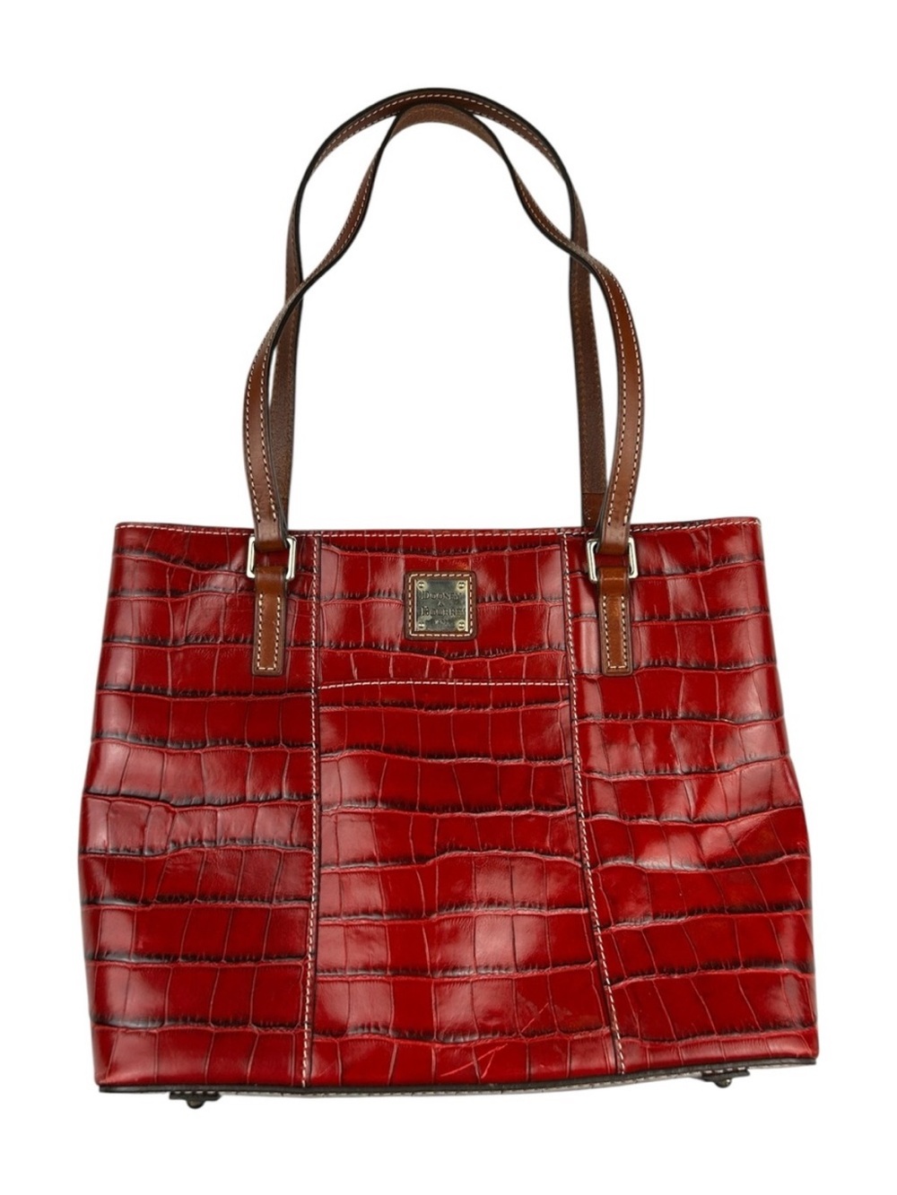 Dooney & Bourke Lexington Embossed Croc Patent Leather Tote Deep Red/Burgundy